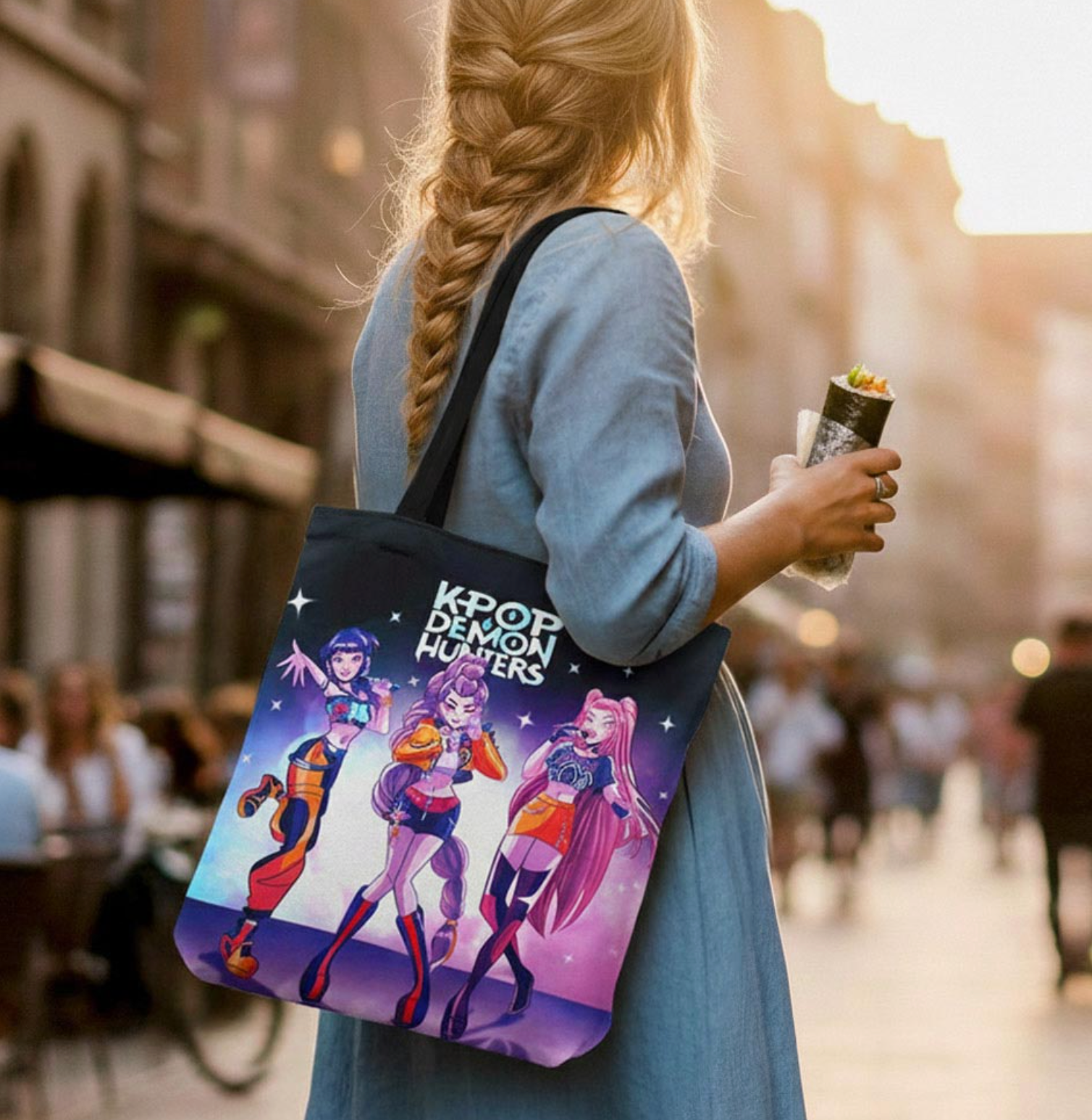 Kpop Demon Hunters Huntrix Graphic Printed Tote Bags