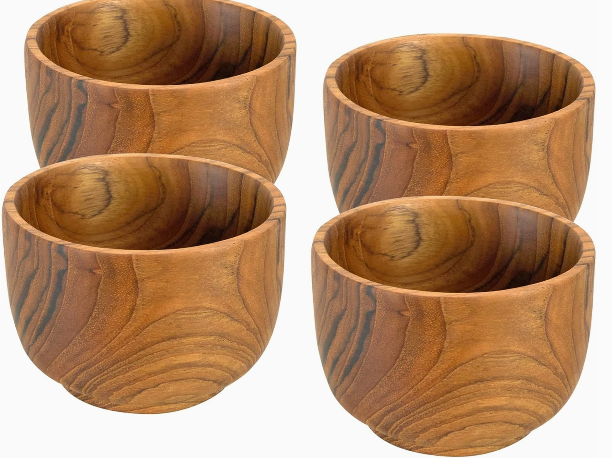 Solid Teak Wood Rice Bowl– Handcrafted Eco-Friendly Durable- set of 4