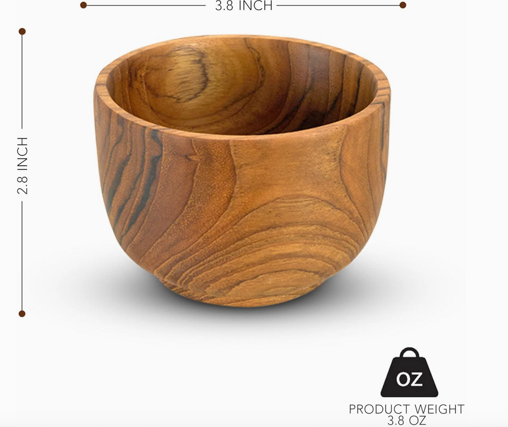 Solid Teak Wood Rice Bowl– Handcrafted Eco-Friendly Durable- set of 4
