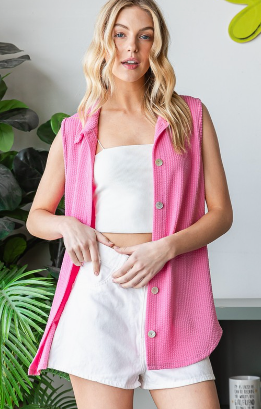 Pink Button Down Top