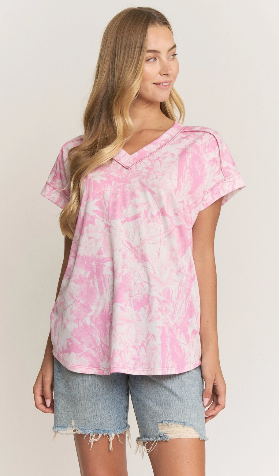 V Neck Multi Print Top