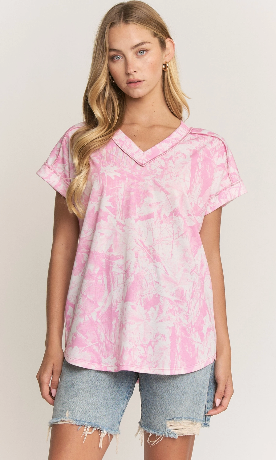 V Neck Multi Print Top