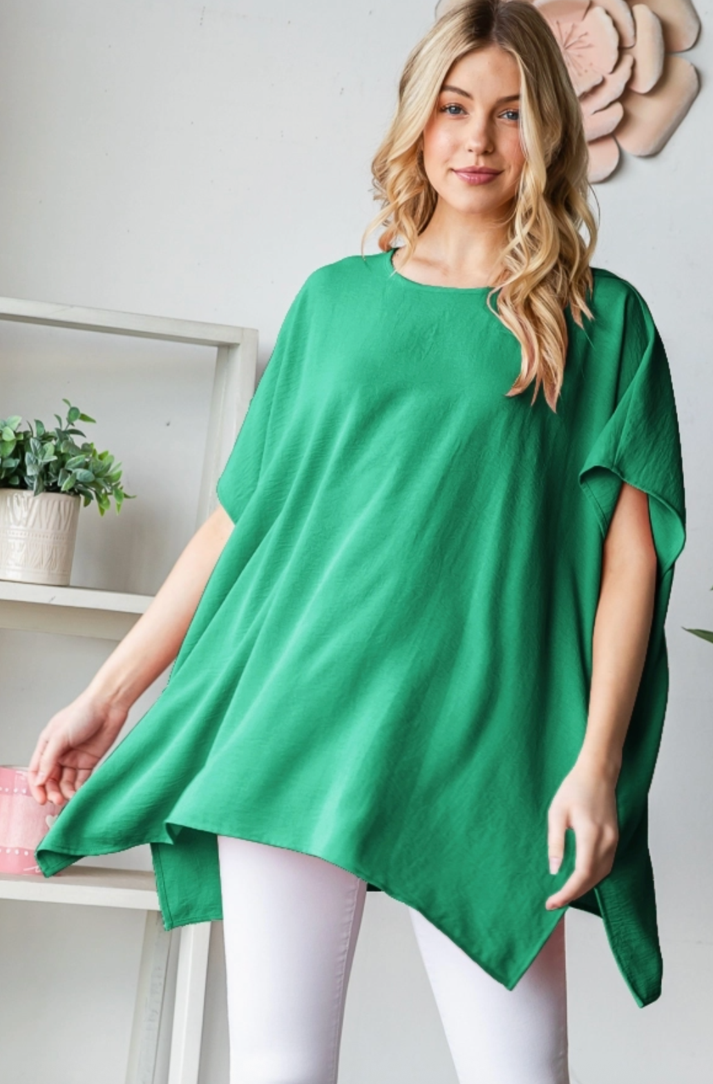 Short Sleeve Solid Loose Fit Top- Kelly Green