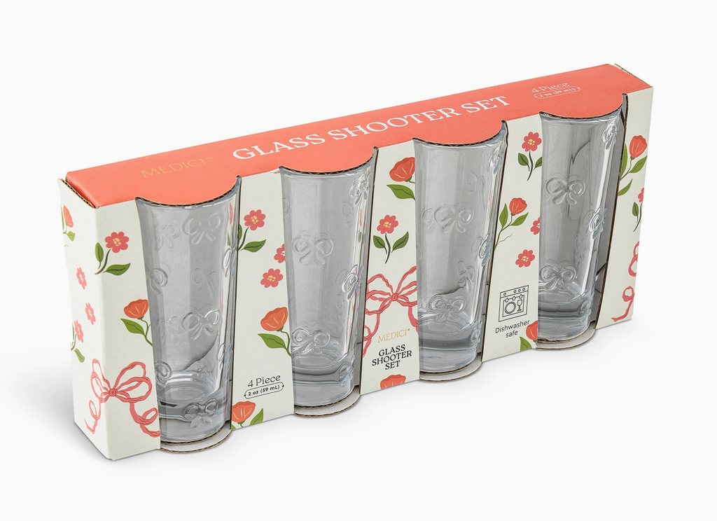 4pk 2oz Embossed Bow Glass Shooters