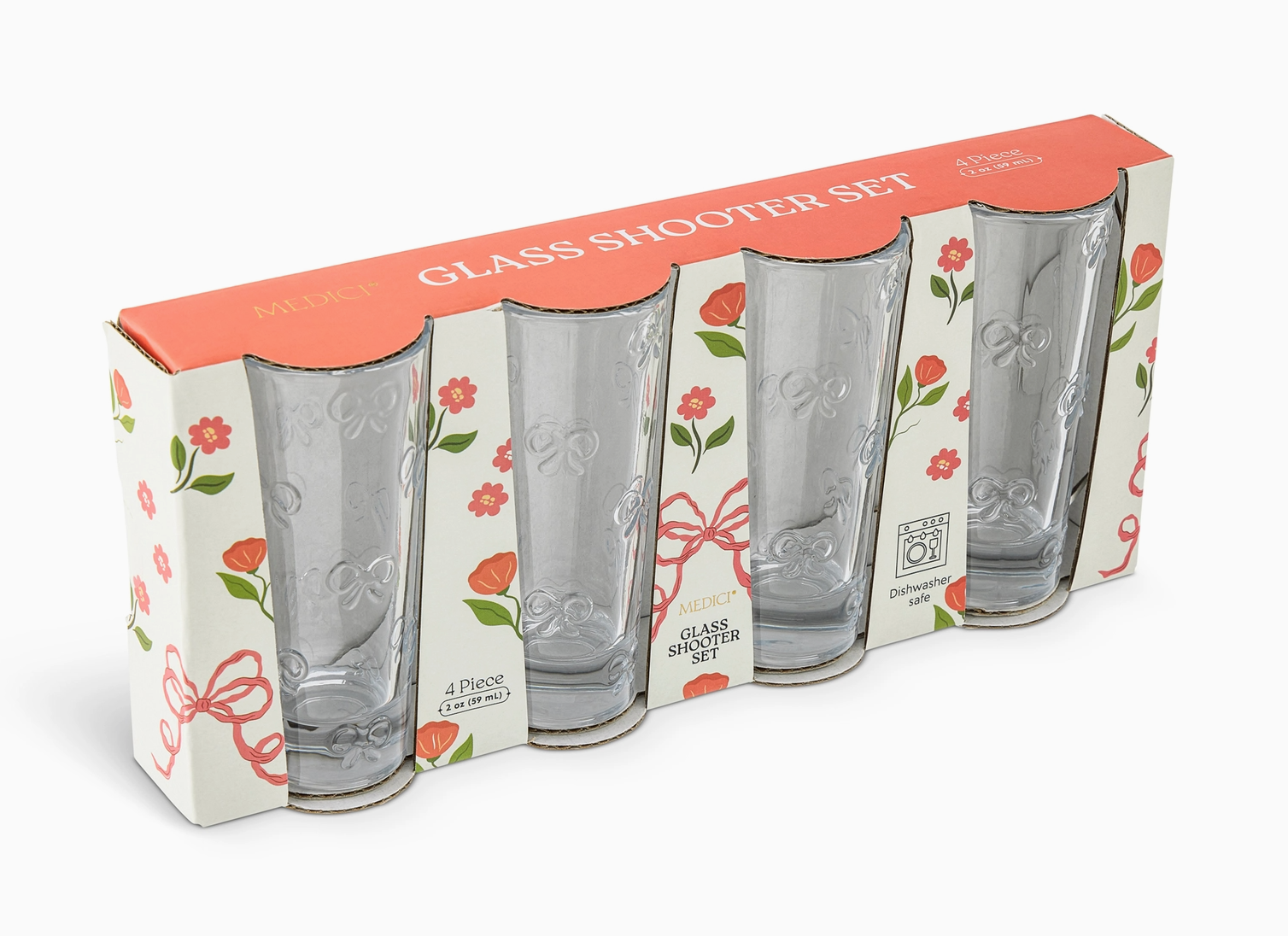 4pk 2oz Embossed Bow Glass Shooters